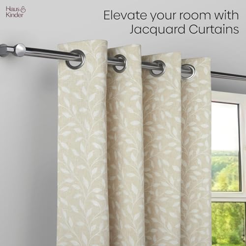 Image of haus & kinder Printed Jacquard Door Curtain 7 Feet Long Pack of 1 Door Curtain, 7 Feet Curtain for Door (Silkan Branch, Blush Nature Design 130x213 CM)