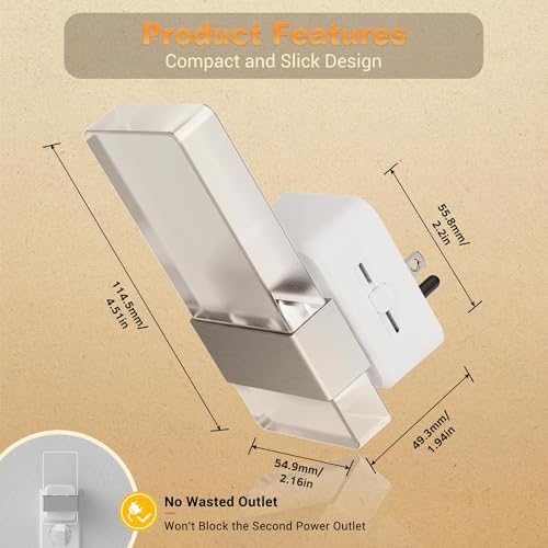 Image of JandCase Night Lights Plug into Wall, Dusk to Dawn Sensor, 3000K Soft White LED, Acrylic Design, 0-100lm Adjustable Brightness, for Bedroom, Bathroom, Living Room, Hallway