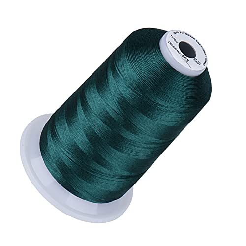 Image of Simthread 5000M 40WT Polyester Embroidery Thread, Deep Green 808 | 5000M 40WT polyester thread feeds smoothly for machine embroidery, monograms, logos, patches and quilting.