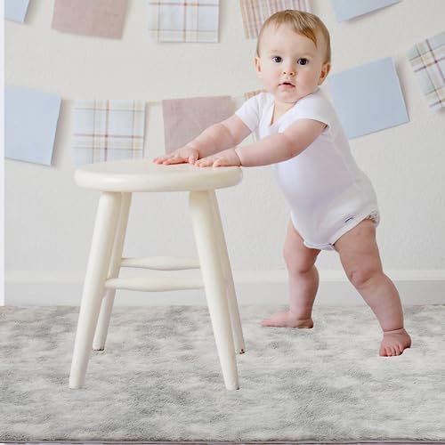 AENRUO Fluffy Rug for Living Room 5x8 Tie-Dyed Luxurious Area Rug Shaggy Rug for Bedroom Kid Rug for Play Room Modern Carpet for Home Decor, Light Grey 5 41SdZ0Xi9pL. AC