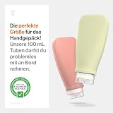 TRAVELY Reiseflaschen zum Befüllen (4x 100ml) travel essentials Handgepäck geeignet I Shampoo Flaschen zum Befüllen Auslaufsicher & Farbenfroh, reise set, travel bottles, reisegröße