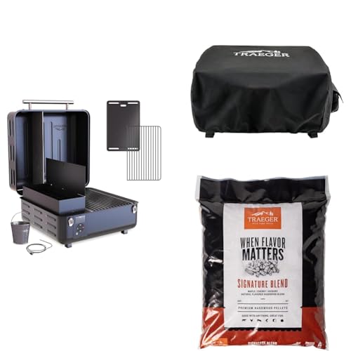 Traeger Grills Ranger Portable Wood Pellet Grill and Smoker with Full-Length Cover and Signature Blend Pellets 18 lb Bag