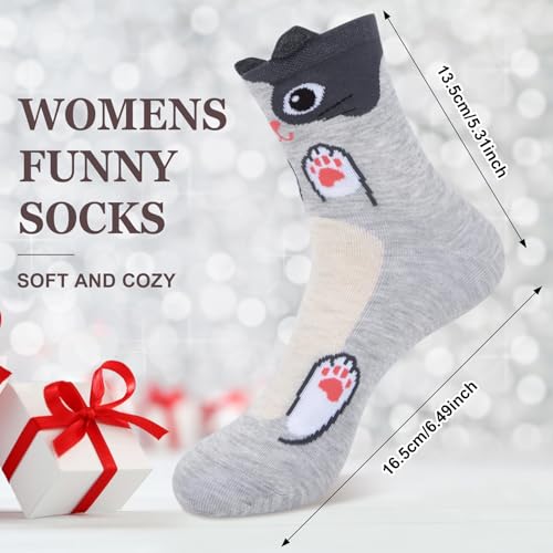 Image of Chalier Womens Funny Socks Cozy Cute Printed Patterned Fun Socks Novelty Cat Dog Socks for Women