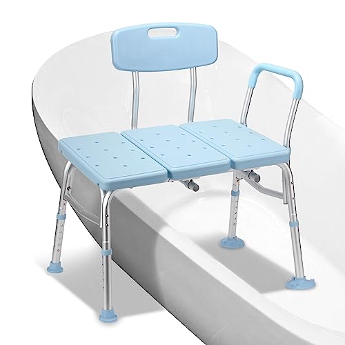 Jopassy Asiento de bañera para personas mayores, altura ajustable para personas mayores, silla de ducha con respaldo y reposabrazos, antideslizante, para personas mayores, discapacitados y...