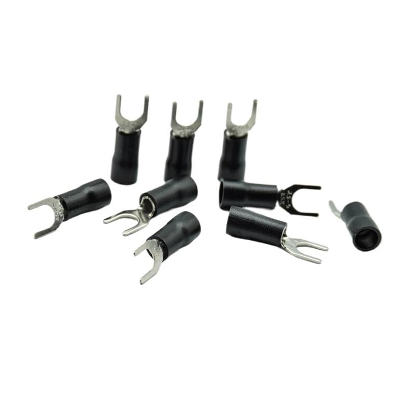 100PCS/lot SV3.5-5 Black Insulated Spade Fork Wire Connector Electrical Wiring Crimp Terminal Wire Cable Connector
