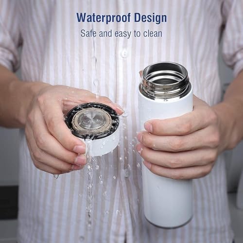 Image of Stainless Steel Smart Water Bottle with LED Temperature Display Double Wall Insulated Leak-Proof Flask Keeps Drinks Hot /Cold for 24 Hour (500ml) (White)