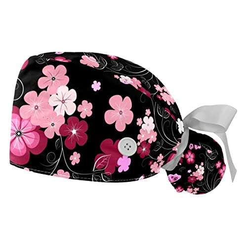 Chapeaux bouffants fleurs JDEZ : lot de 2 casquettes de travail ajustables
