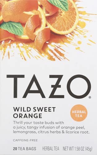Tazo Herbal Tea Tea Bags For a Citrus Beverage Wild Sweet Orange Caffeine-Free 20 Tea Bags