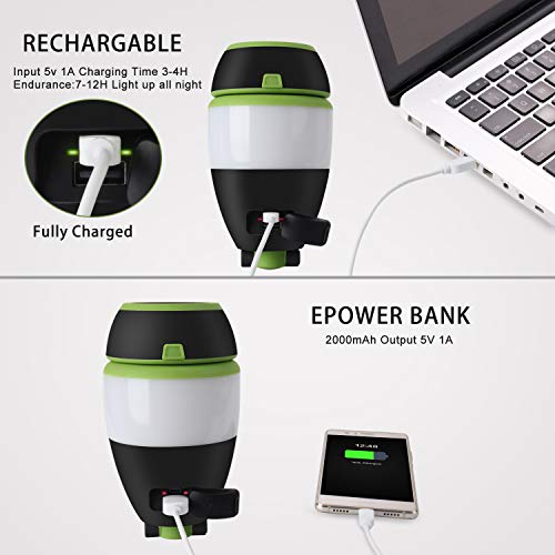 Bawoo LED Camping Lamp Camping Lantern IPX4 Waterproof USB Rechargeable Torch Emergency Light Portable Tent Lamp for Power Outages, Hiking, Camping, Emergency etc. - Image 4