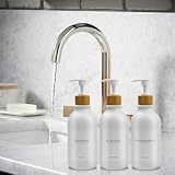 3 Stück 500ml Seifenspender mit 22 Weißen Etiketten Lotionspender aus PET-Kunststoff Leere Flasche Geeignet für Badezimmer(Weiße)
