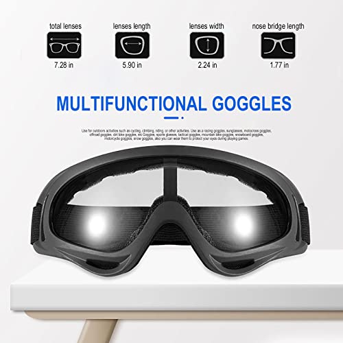 Immoono 10 Packs Motorcycle Accessories, 5Pcs Dirt Bike Ski Goggles Dustproof Windproof Safety Glasses And 5Pcs Face Masks #TOP4