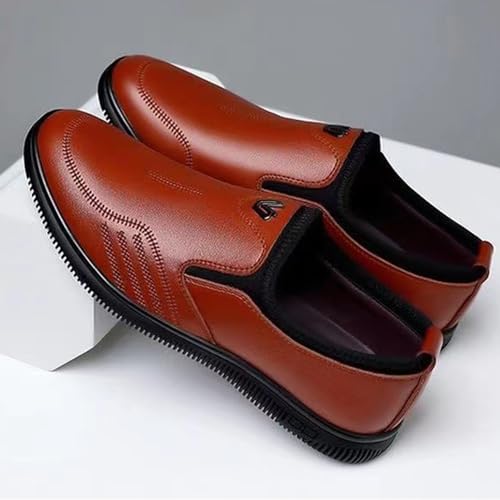 ADMLZQQ Men's Dress Shoes Leather Formal Shoes Oxfords Business Shoe Slip on Non-Slip Shoe2