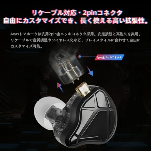 KZ Axas ゲーミングイヤホン 有線 タイプc ハイレゾ対応 イヤホン マイク付き 6H快適装着 軽量 低遅延 重低音 イヤモニ カナル型 音楽 ゲーム 用 37dB遮音 DSP内蔵 4段階EQ切替 Type-C iPhone iPad Android 対応 商品画像7
