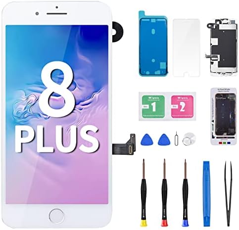 for iPhone 8 Plus Screen Replacement with Home Button White 5.5" 8plus 3D Touch LCD Display Digitizer Earpiece Full Assembly Front Camera Speaker Proximity Sensor Glass Fix Tools kit A1864 A1897 A1898