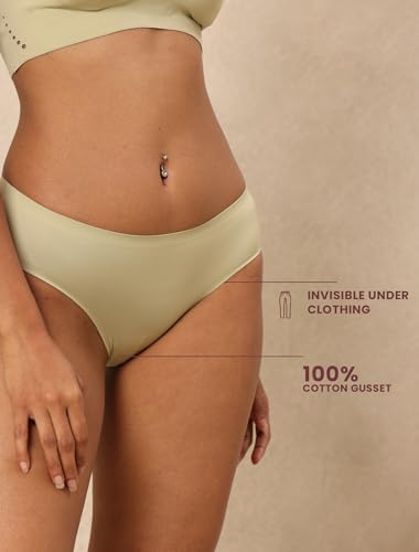 Image of Krvvy Low Waist Mid Coverage Seamless Bikini Panty for Women | Ultrasoft Underwear with 100% Cotton Gusset & Ventilation Holes