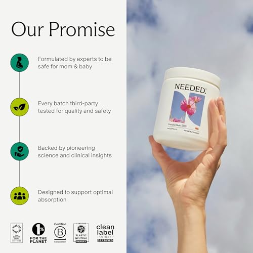 Image of Needed. Prenatal Multivitamin with Citrus Scent Insert, 30 Day Supply | Complete Prenatal Multi For Before, During, & After Pregnancy, 26 Optimal Nutrients Including Choline, Vitamin B, & Folate
