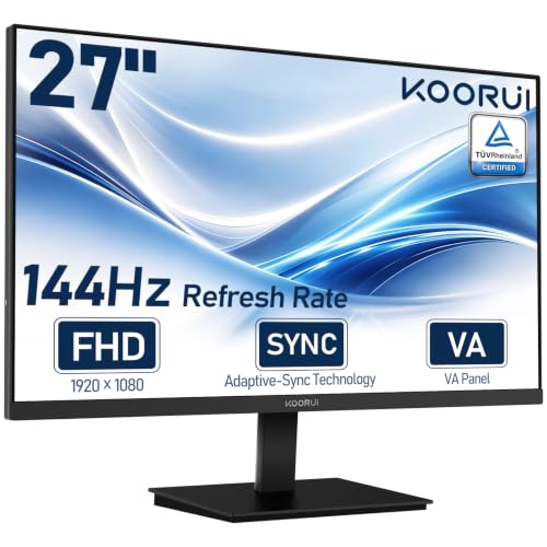 KOORUI 27-inch Computer Monitor, 144Hz FHD VA for Work, Stream & Play