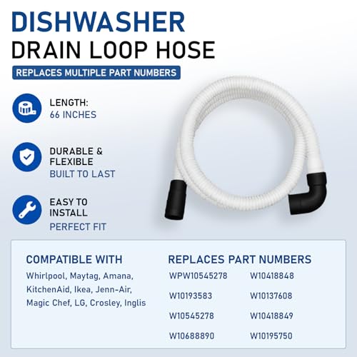 Image of WPW10545278 Dishwasher Drain Hose for Whirlpool Maytag Dishwasher