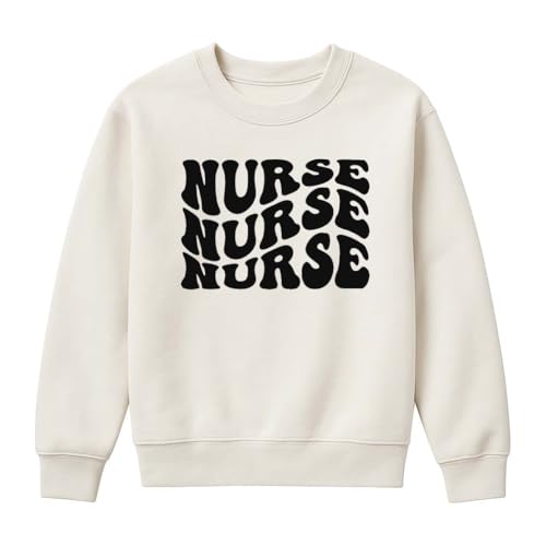 Nurse Sweatshirt, Retro Wavy Lettering Pullover, Cute Nurse Appreciation Shirt, Groovy Nurse Crewneck, RN Gift Idea, Fun Nurse Outfit, Hospital Staff Apparel