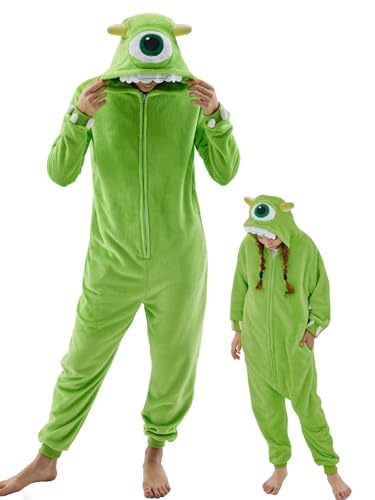GONAAP Unisex Adult Mike Wazowski Onesie Pajamas Animal One Piece Costume Cosplay Sleepwear (Mike Wazowski, Small)