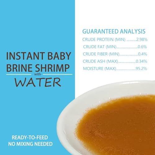 Instant Baby Brine Shrimp Fish Food - No Hatch High Protein Fry Food with Astaxanthin for Betta, Guppy, Discus, Tropical Fish, Corals, Jellyfish & Seahorses in Saltwater & Freshwater Aquarium (50ml)