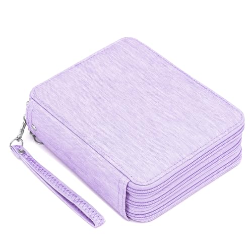 YOUNGCOL 72 Slots Colored Pencil Case - Deluxe Oxford Fabric Pencil Organizer Holder With Zipper Closure Pencil Box (Purple)