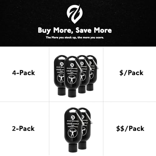 EVMT Brands Liquid Chalk, Mess Free Gym Chalk for Weightlifting, Gymnastics, Rock Climbing, Dancing. Sweat Resistant and Long Lasting for Stronger Grip. Package May Vary.