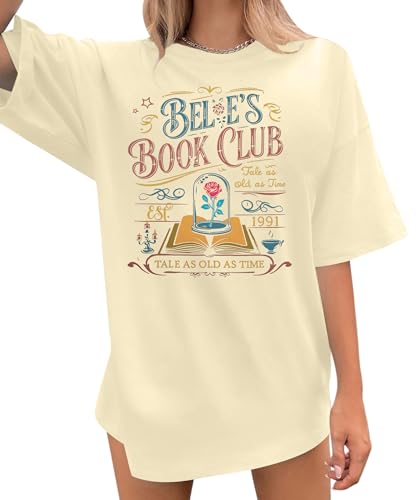 Magical Shirt Women Belle’s Book Club T-Shirt Oversized Book Lover Tee Magic Kingdom Belle Princess Shirts