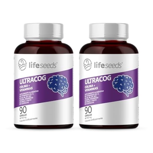 ULTRACOG - Colina 400mg + Vitaminas D3, E, B1, B5, B6, B9, B12, Magnésio, Selênio e Zinco – 2 Potes - 180 Cápsulas
