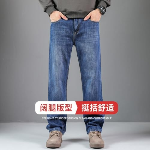 Jeans Pants Trouser Denim Loose Fit Plus Fat Large Size Blue Commuting Casual Straight Leg for Men2