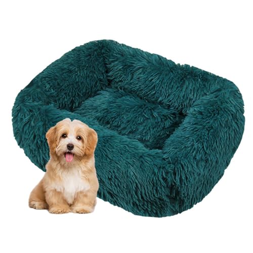 DOTBUY-SHOP Dog Bed Washable, Soft Comfy Cat Bed Macaroon Color Rectangular Dog Bed, Pet Bed With Slip-Resistant Bottom, Orthopedic Dog Beds Gift for Small Dogs Cats (M,Dark Green)
