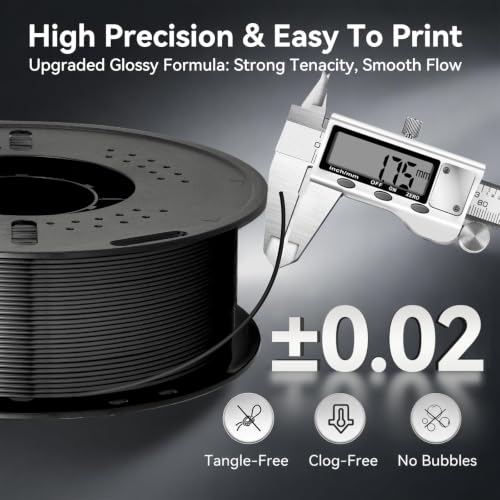 Image of Kingroon Silk PLA Filament 1.75mm, 3D Printer Filament Black 1kg