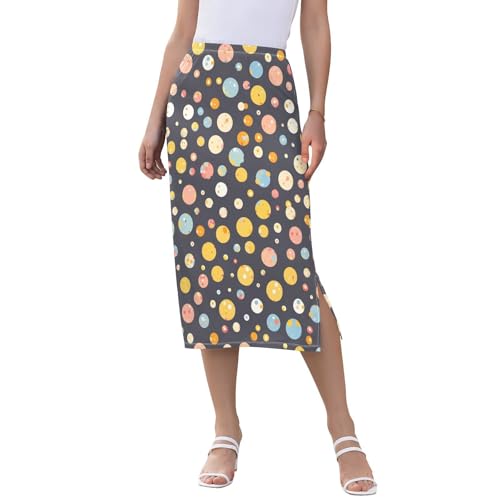 Womens Trendy Elastic Midi Half Skirt Work Split Skirt