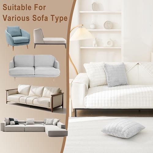 KaviKon Couch Cover for Dogs, Velvet Fuzzy Sofa Slipcovers for 3 Cushion Couch, Non-Slip Furniture Protector for Pet, L Shaped Sectional Sofa Covers Washable, White, 36"X63"(Only 1 Pcs) — view 6