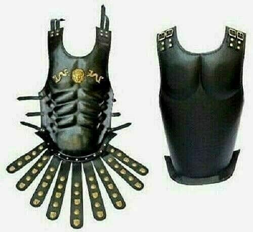 Generic Medeival Body Armor Chest Breast Plate Leather Muscle Armor Medieval Cuirass Adult Size Medieval Fight Club-h84, Black