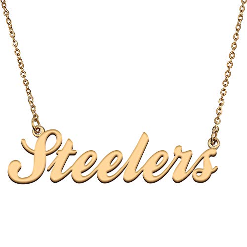 HUAN XUN Custom Personal Pendant Name Necklace Personalized My Best Friendship Gifts for Her Steelers