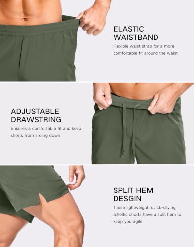 Image of GGJ Men's Lightweight Athletic Shorts with 2 Zipper Pockets 7 inch /9 inch /5 inch Gym Workout Running Quick Dry Tennis Shorts for Men