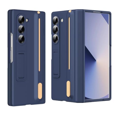 Image of amazon basics Ultimate Pro Hybrid Case for Samsung Galaxy Z Fold 7 - 360 Heavy Duty Protection, Concealed Stylus Slot, Metallic Kickstand, Matte Blue
