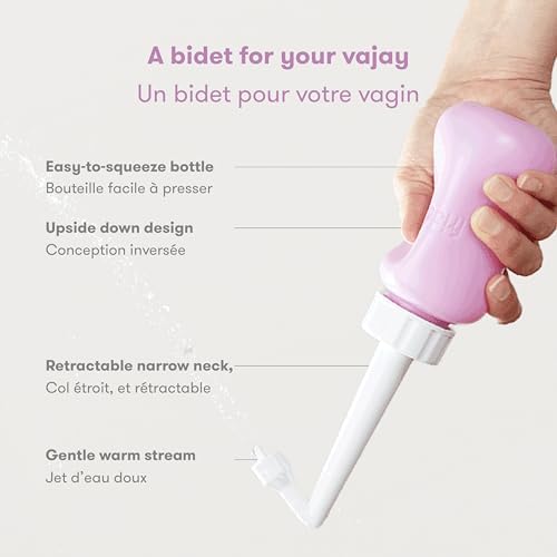 Frida Mom Upside Down Peri Bottle Sprayer, Perineal Care & Postpartum Recovery, Portable Travel Bidet & Perineal Cleanser with Travel Bag, Postpartum Essential, Pink - 2