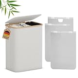 AdelDream 160L Wäschekorb mit Deckel 3 Fächer Wäschekorb Wäschesack schmal Wäschesortierer Wäschebox Wäschetonne Wäschesammler mit Deckel Wäschetruhe Wäschekörbe laundry baskets Beige
