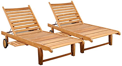 International Home Cairo Teak Chaise Lounge In Light Brown (Set Of 2) #TOP24