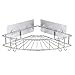 GEMITTO Etagère de douche d'angle- Etagere de rangement pour salle de bain autocollant sans perçage- Avec 3 autocollants+2 crochets, Pour Cuisine, Toilettes et Dortoir- Argent