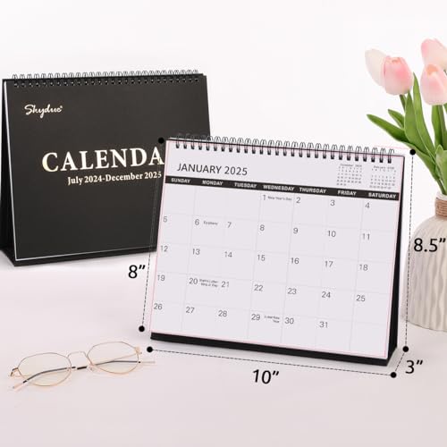 SKYDUE Desk Calendar 2026, 18 Months Small Desk Calendar 2025-2026, Jul 2025 to Dec 2026, 10" x 8" Desktop Calendar Planner with Stickers, Black - Image 6