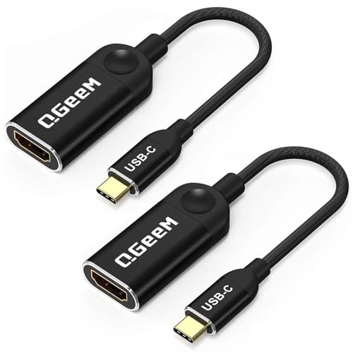 QGeeM USB C to HDMI Adapter 4K Cable, USB Type-C to HDMI Adapter [Thunderbolt 3/4] HDMI for Laptop MacBook Pro/Air, iPhone 15 16 17 Pro max, Dell XPS, Pixelbook, iMac,Thinkpad,Surface,IPad Pro.
