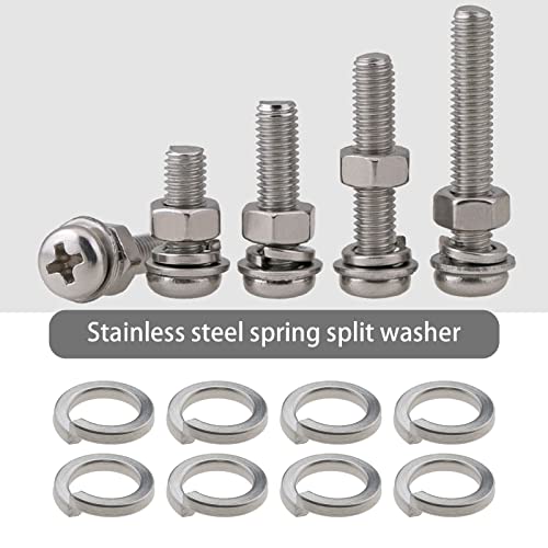image for eMagTech 60PCS M8 Spring Washers Stainless Steel Split Ring Helix Lock