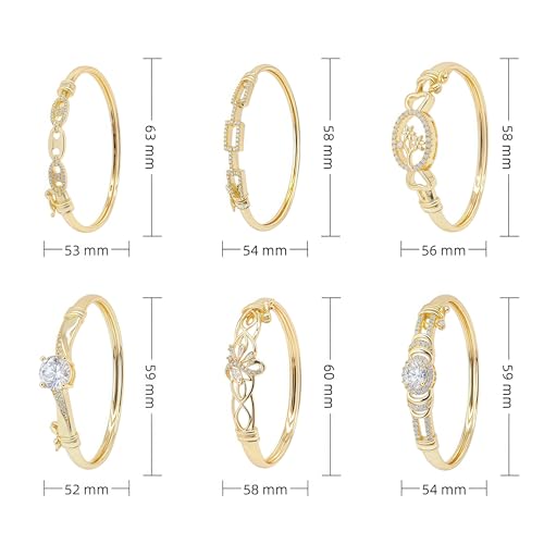 18K Gold Bracelets for Women, Premium Gold Plated Bangle Bracelets for Women, Personalized Bangle with Cubic Zirconia, Love Bracelet Jewelry for Women4