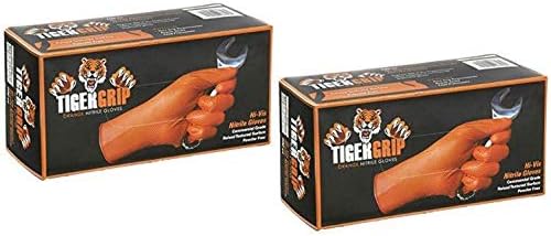 DENCO DISTRIBUTING, INC. Tiger Grip Gloves - 2 Boxes - Hi-Vis Orange - Textured - Powder & Latex Free
