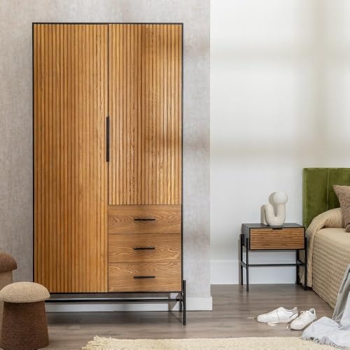 Aparador Orleans Negro Natural Hierro Madera MDF 104 x 53 x 203 cm - Marca: BigBuy Home - EAN: 8445146121622