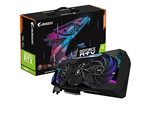 GIGABYTE AORUS GeForce RTX 3090 Master 24G (REV2.0) Graphics Card, Max Covered Cooling, 24GB 384-bit GDDR6X, GV-N3090AORUS M-24GD REV2.0 Video Card