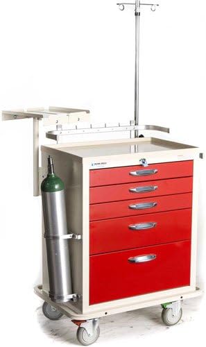 89024 BAC-24, Deluxe Crash Cart,Professional Emergency Medical Crash Supply Cart for Anesthesia Treatment and Medical Equipment Storage